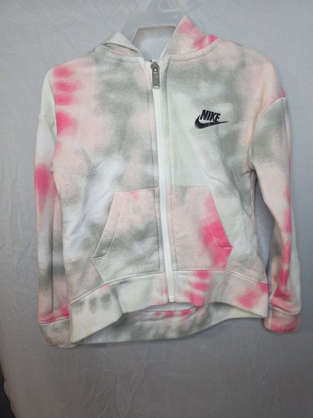 Nike Kids White Pink & Gray Tie-Dye Zip Hoodie